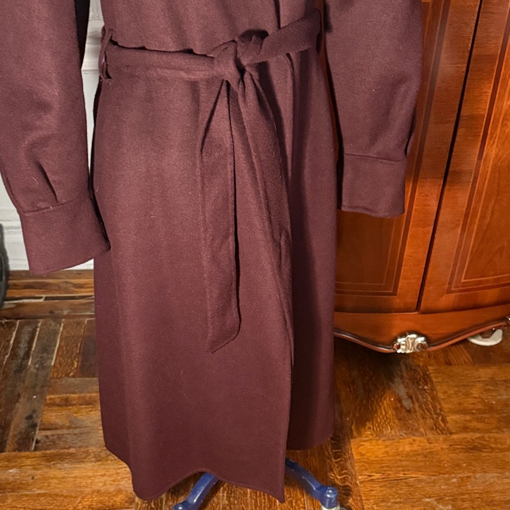 Elegant Burgundy Wrap Coat - Picture 4 of 10